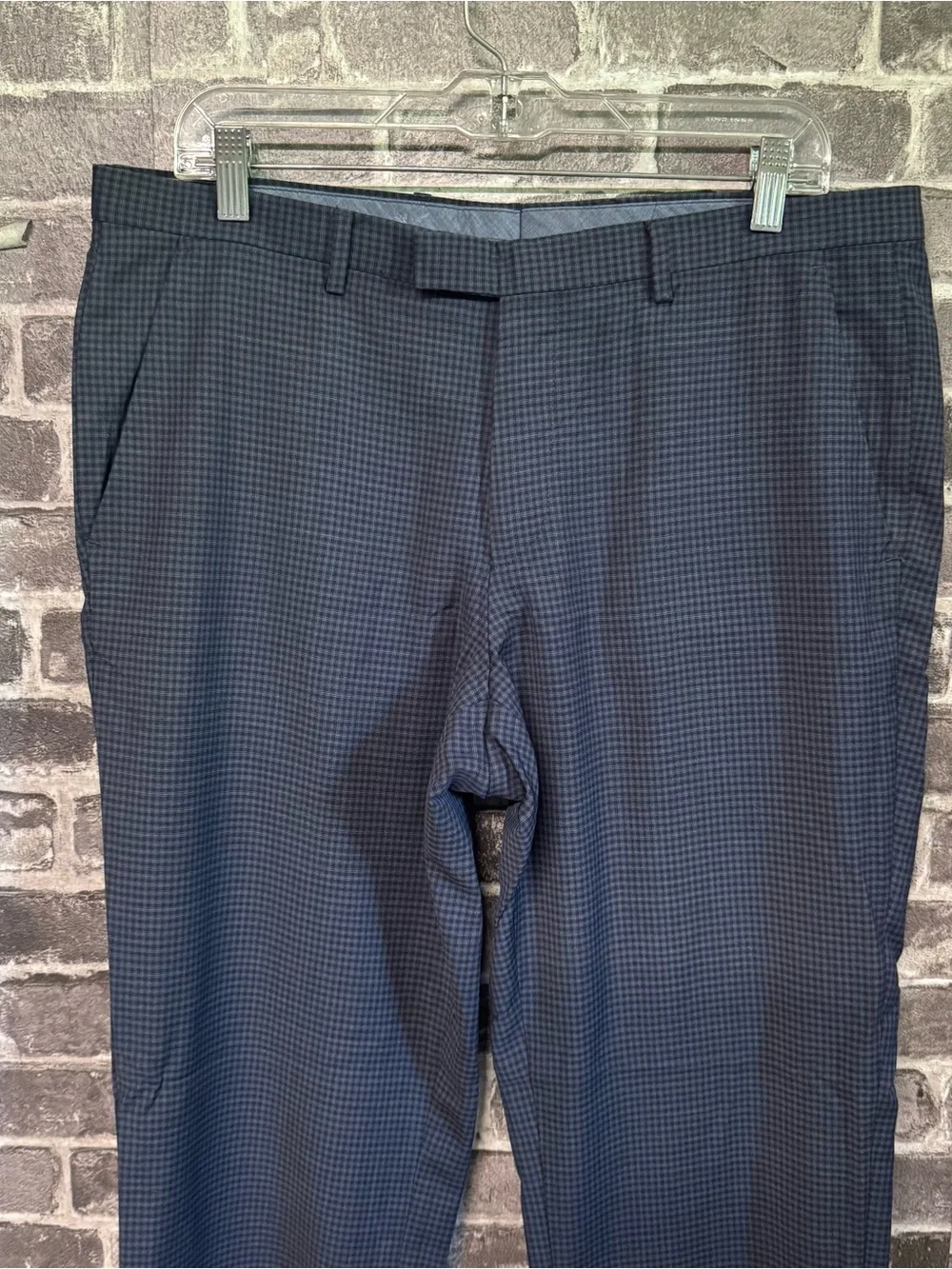 Hugo Boss dress pants Blue plaid checkered print 100% wool